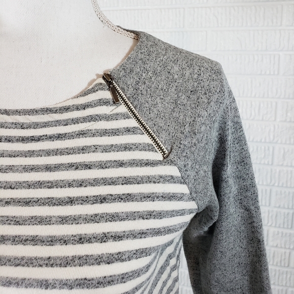 Loft Soft Gray White Stripes 3/4 Sleeve - Picture 2 of 6